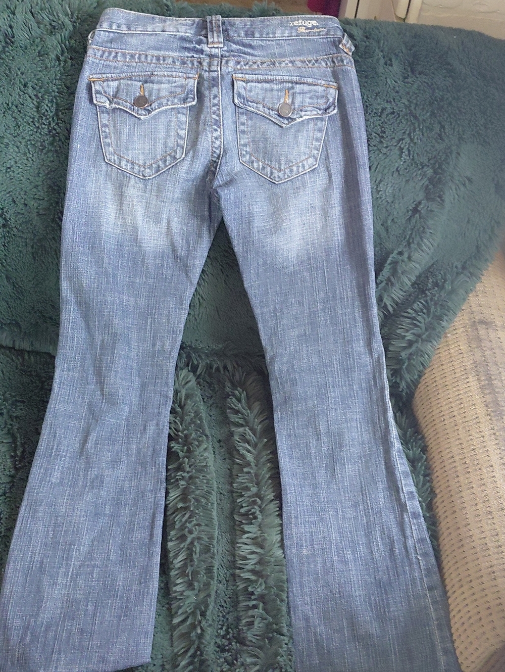 refuge Light Blue Flared Jeans with Back Flap Pockets